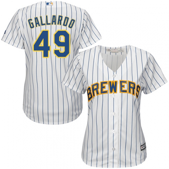Women's Majestic Milwaukee Brewers #49 Yovani Gallardo Replica White Alternate Cool Base MLB Jersey - Ujersey