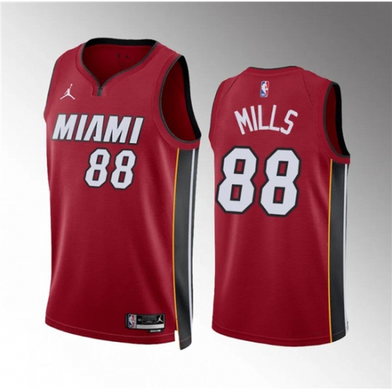 Men's Miami Heat #88 Patrick Mills Red Statement Edition Stitched Basketball Jersey - Ujersey