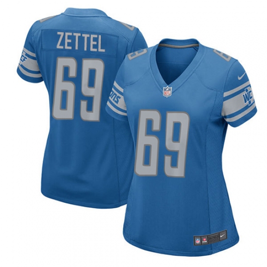 Women's Nike Detroit Lions #69 Anthony Zettel Game Blue Team Color NFL Jersey - Ujersey