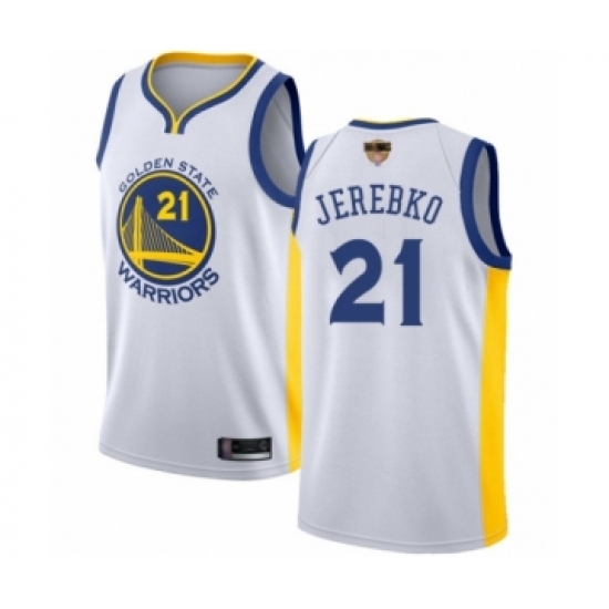 Youth Golden State Warriors #21 Jonas Jerebko Swingman White Basketball 2019 Basketball Finals Bound Jersey - Association Edition - Ujersey