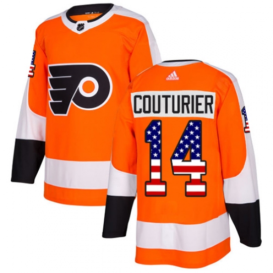 Men's Adidas Philadelphia Flyers #14 Sean Couturier Authentic Orange USA Flag Fashion NHL Jersey - Ujersey