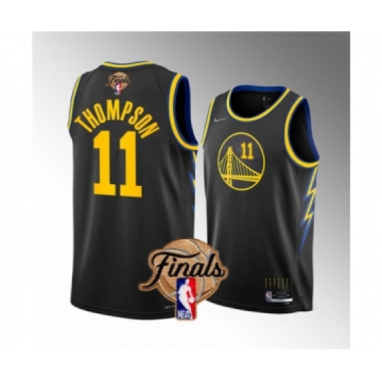 Men's Golden State Warriors #11 Klay Thompson 2022 Black NBA Finals Stitched Jersey - Ujersey