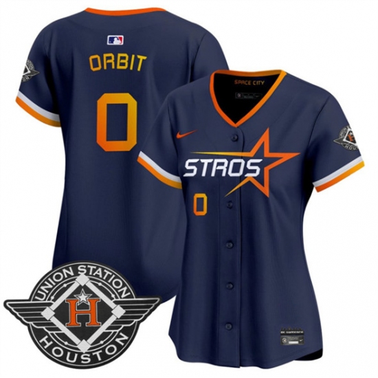 Women's Houston Astros #0 Orbit Navy 2025 City Connect Limited Stitched Baseball Jersey(Run Small) - Ujersey