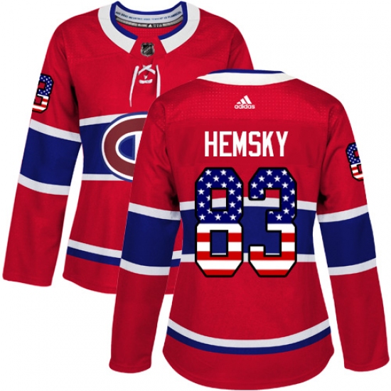 Women's Adidas Montreal Canadiens #83 Ales Hemsky Authentic Red USA Flag Fashion NHL Jersey - Ujersey
