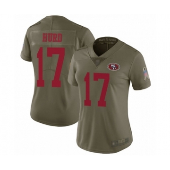 Women's San Francisco 49ers #17 Jalen Hurd Limited Olive 2017 Salute to Service Football Jersey - Ujersey