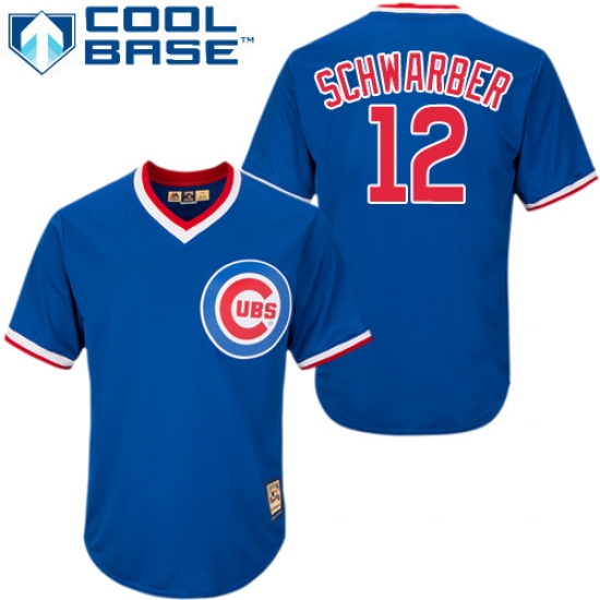 Men's Majestic Chicago Cubs #12 Kyle Schwarber Authentic Royal Blue Cooperstown MLB Jersey - Ujersey