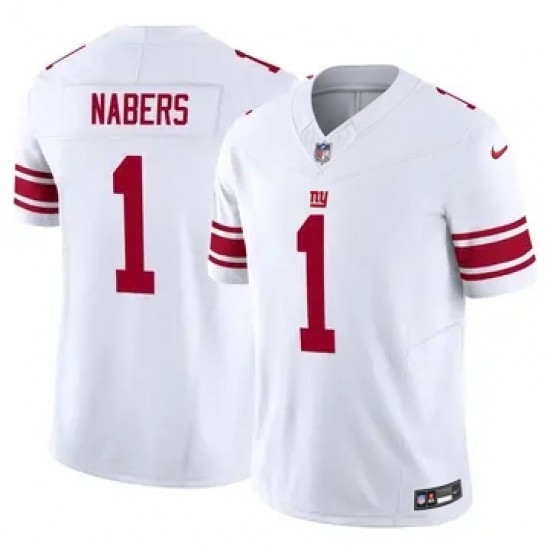 Men's New York Giants #1 Malik Nabers White Vapor Nike Stitched Jersey - Ujersey