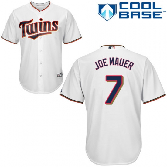 Men's Majestic Minnesota Twins #7 Joe Mauer Replica White Home Cool Base MLB Jersey - Ujersey