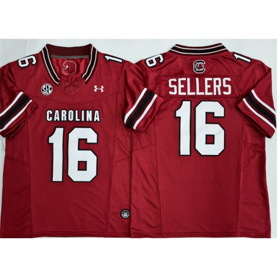 Men's South Carolina Fighting Gamecocks #16 LaNorris Sellers Red F.U.S.E. Stitched Jersey