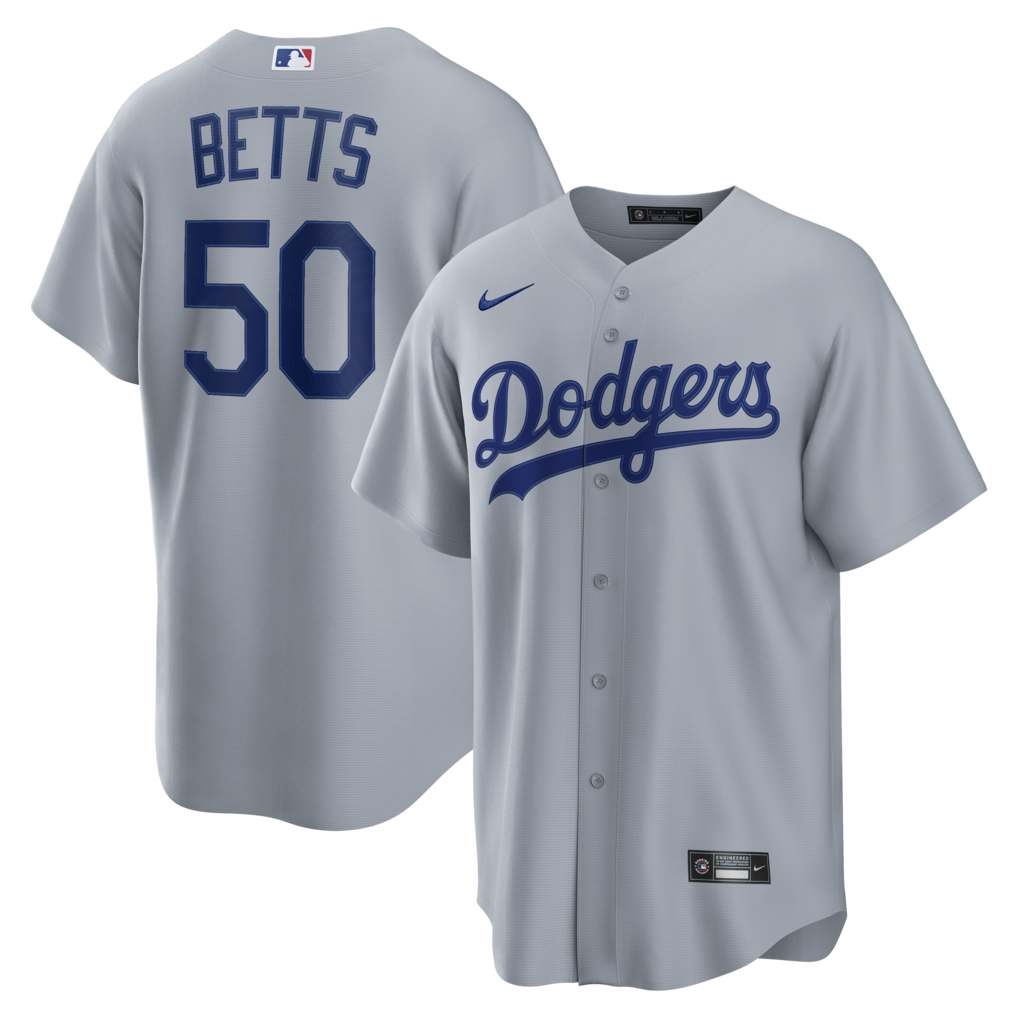 Men's Los Angeles Dodgers Mookie Betts Nike Gray Road Replica Jersey - ujerseystore
