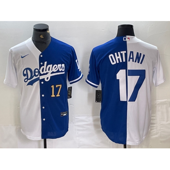 Men's Los Angeles Dodgers #17 Shohei Ohtani Number White Blue Two Tone Stitched Baseball Jerseys - Ujersey