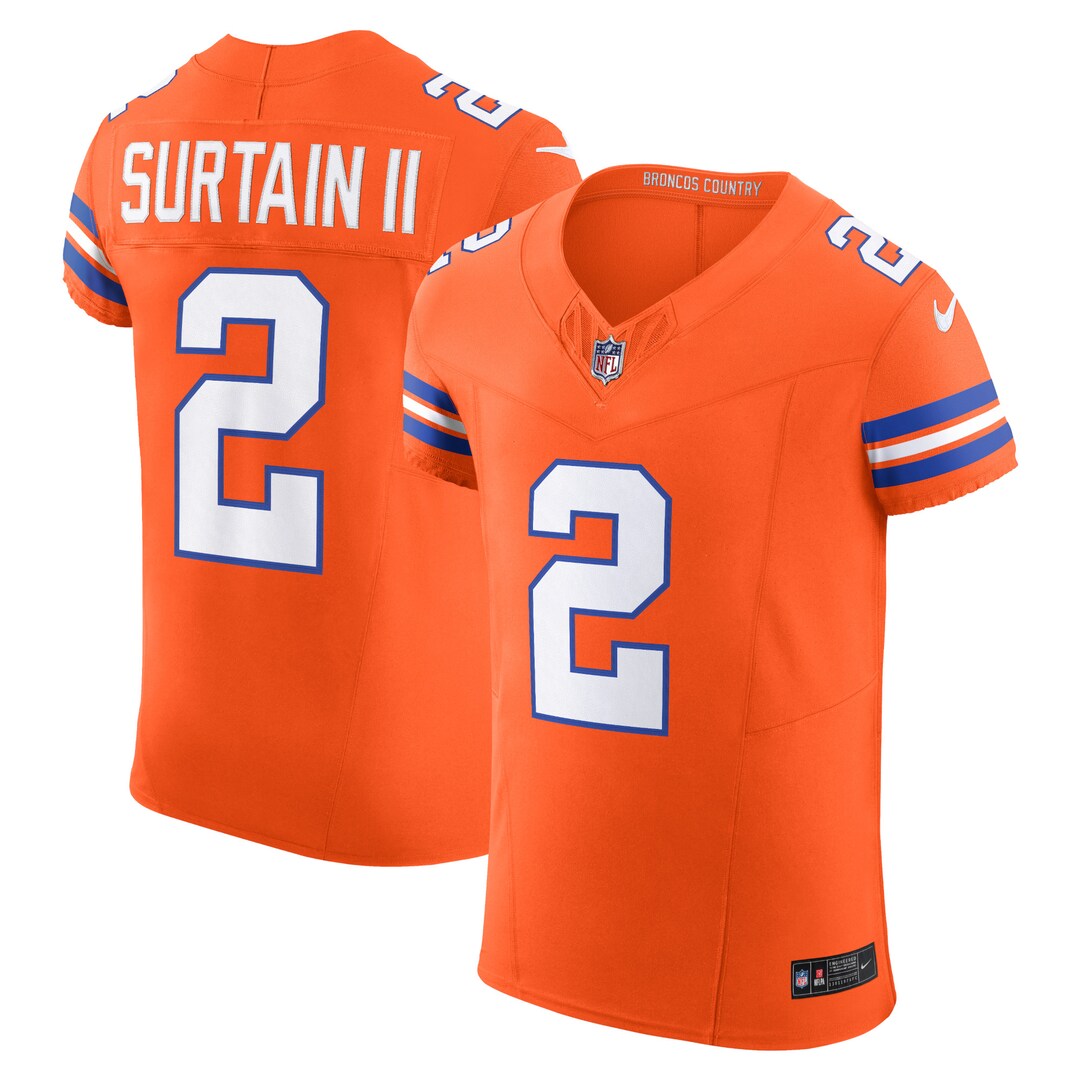 Men's Denver Broncos Patrick Surtain II Nike Orange Alternate Vapor F.U.S.E. Elite Jersey