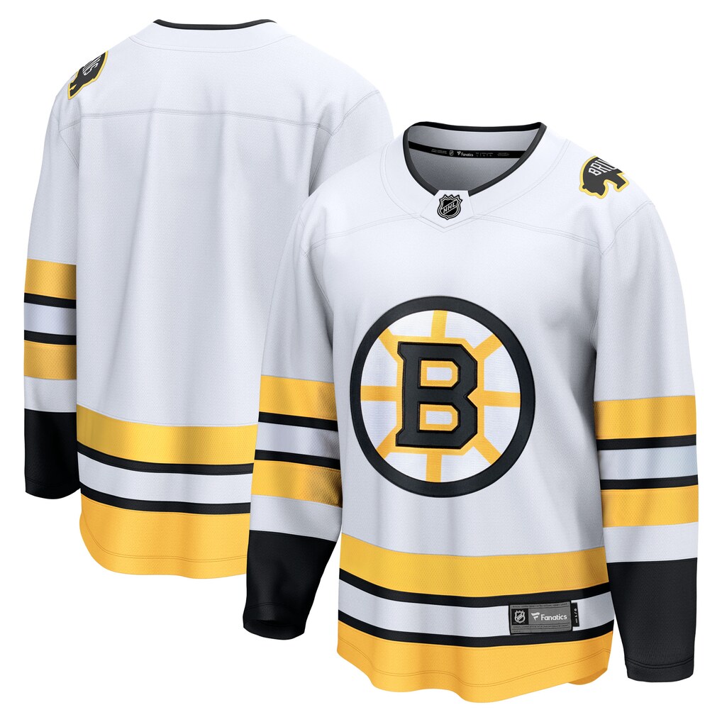 Men's Boston Bruins Fanatics White Away Breakaway Jersey - U-jersey