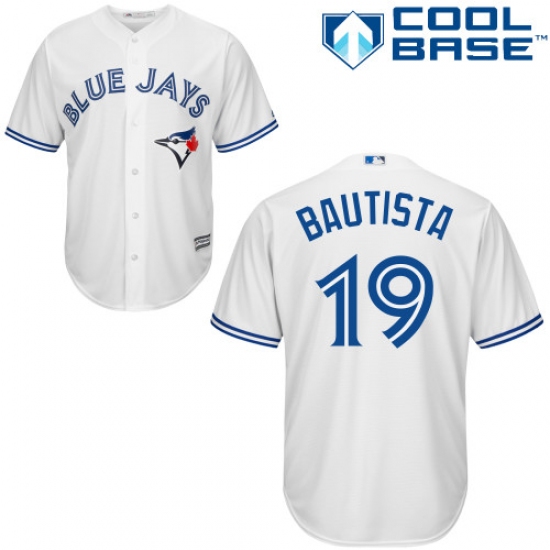Men's Majestic Toronto Blue Jays #19 Jose Bautista Replica White Home MLB Jersey - Ujersey