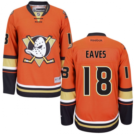 Men's Reebok Anaheim Ducks #18 Patrick Eaves Premier Orange Third NHL Jersey - Ujersey