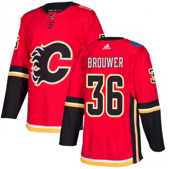 Men's Adidas Calgary Flames #36 Troy Brouwer Premier Red Home NHL Jersey - Ujersey