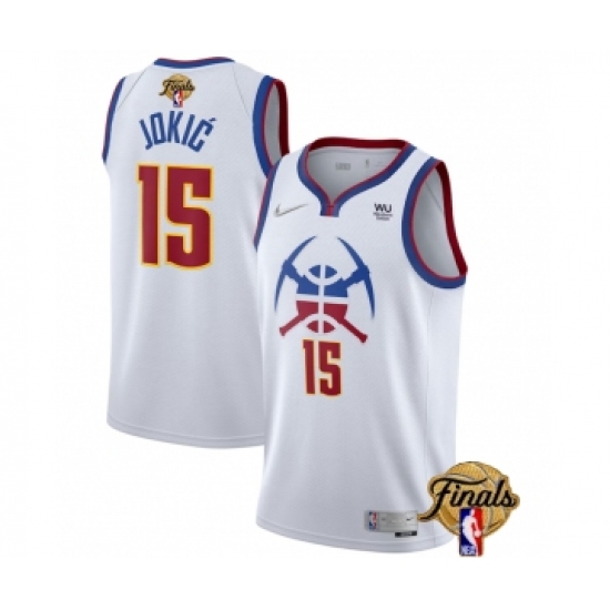 Men's Denver Nuggets #15 Nikola Jokic White 2023 Finals Earned Edition Stitched Basketball Jersey - Ujersey