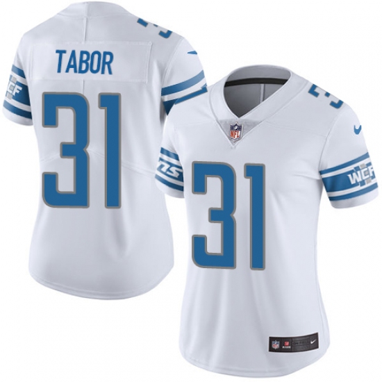 Women Nike Detroit Lions #31 Teez Tabor White Vapor Untouchable Limited Player NFL Jersey - Ujersey