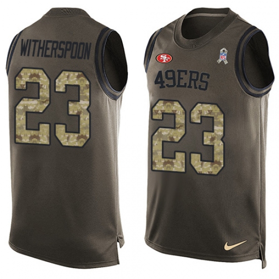 Men's Nike San Francisco 49ers #23 Ahkello Witherspoon Limited Green Salute to Service Tank Top NFL Jersey - Ujersey