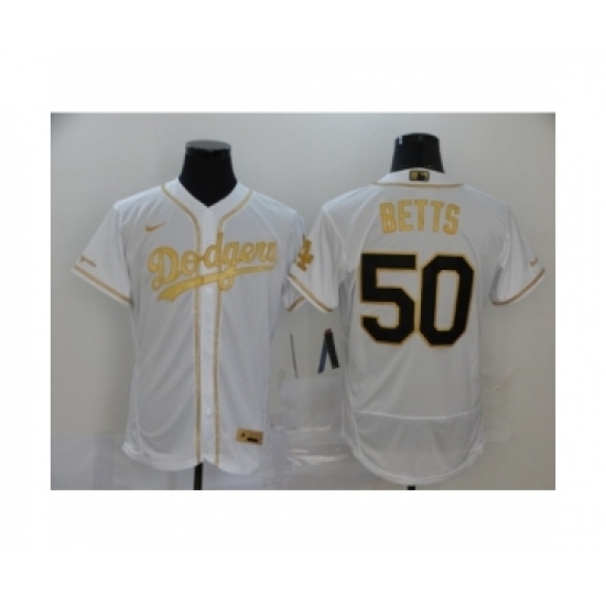 Men's Los Angeles Dodgers #50 Mookie Betts Gold 2020 Flexbase Jersey - Ujersey