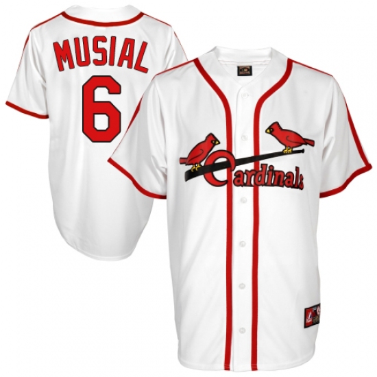 Men's Majestic St. Louis Cardinals #6 Stan Musial Authentic White Cooperstown Throwback MLB Jersey - Ujersey