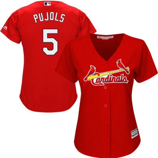 Women's Majestic St. Louis Cardinals #5 Albert Pujols Authentic Red Alternate Cool Base MLB Jersey - Ujersey