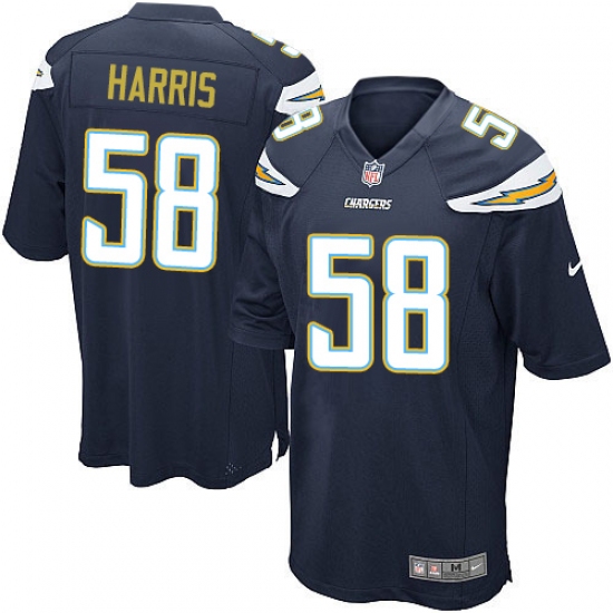 Men's Nike Los Angeles Chargers #58 Nigel Harris Game Navy Blue Team Color NFL Jersey