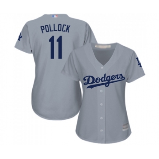 Women's Los Angeles Dodgers #11 A. J. Pollock Authentic Grey Road Cool Base Baseball Jersey - Ujersey