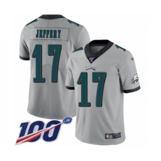 Men's Philadelphia Eagles #17 Alshon Jeffery Limited Silver Inverted Legend 100th Season Football Jersey - Ujersey