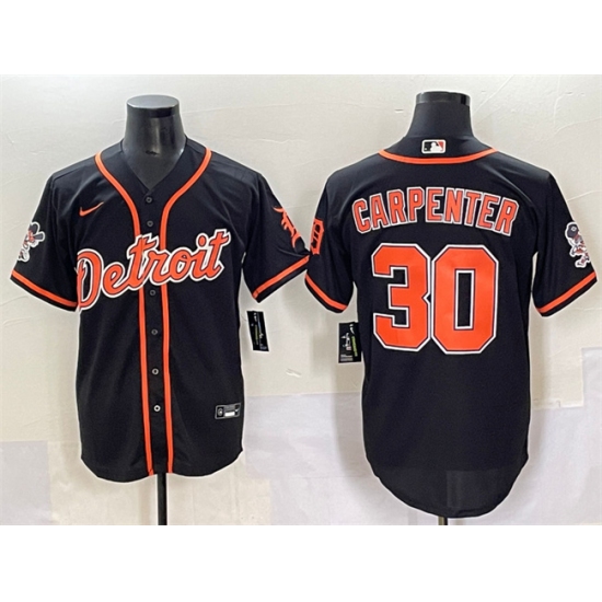 Men's Detroit Tigers #30 Kerry Carpenter Black With Cool Base Stitched Baseball Jersey - Ujersey