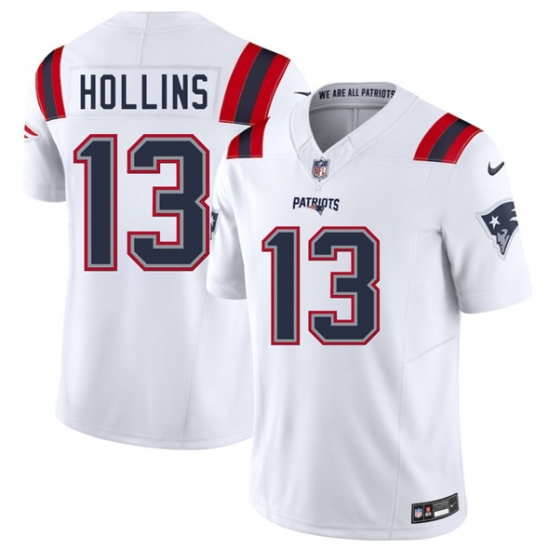 Men's New England Patriots #13 Mack Hollins White 2025 F.U.S.E. Vapor Limited Football Stitched Jersey - Ujersey