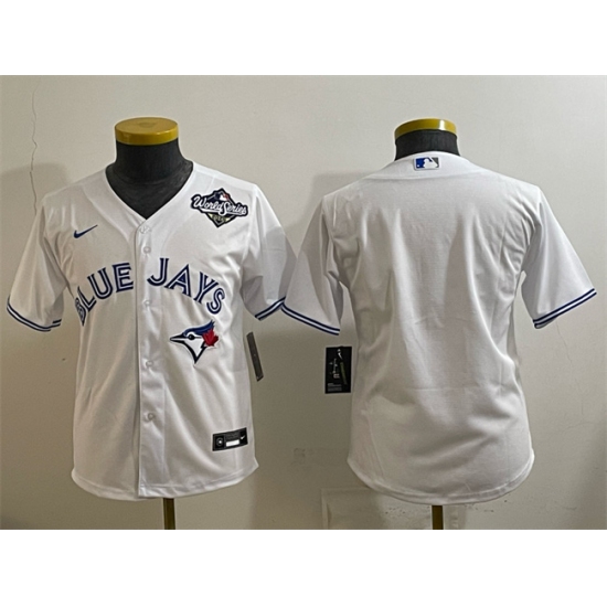 Youth Toronto Blue Jays Blank White 2025 World Series Cool Base Stitched Baseball Jersey - Ujersey