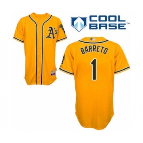 Youth Oakland Athletics #1 Franklin Barreto Authentic Gold Alternate 2 Cool Base Baseball Player Jersey - Ujersey