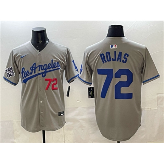 Men's Los Angeles Dodgers #72 Miguel Rojas Gray 2025 World Series Champions Limited Stitched Baseball Jersey - Ujersey