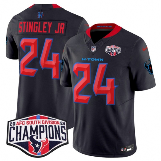 Men's Houston Texans #24 Derek Stingley Jr. Navy 2nd Alternate F.U.S.E. 2024 AFC South Division Champions Vapor Limited Stitched Football Jersey - Ujersey