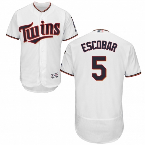 Men's Majestic Minnesota Twins #5 Eduardo Escobar White Home Flex Base Authentic Collection MLB Jersey - Ujersey