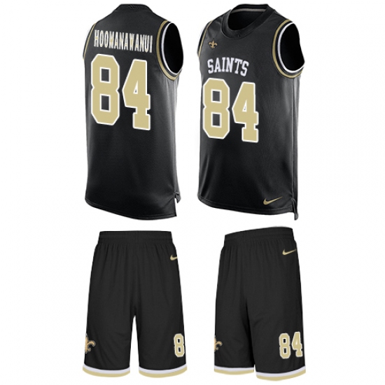 Men's Nike New Orleans Saints #84 Michael Hoomanawanui Limited Black Tank Top Suit NFL Jersey - Ujersey