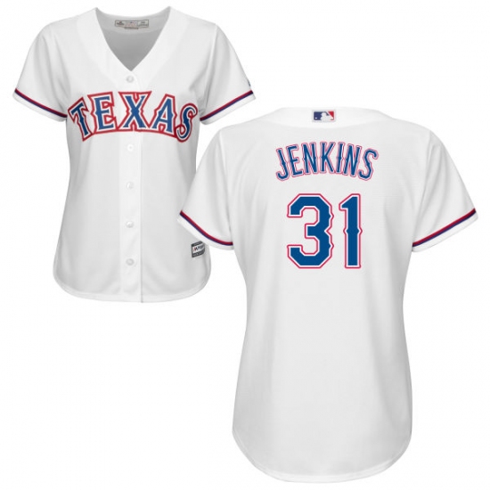 Women's Majestic Texas Rangers #31 Ferguson Jenkins Replica White Home Cool Base MLB Jersey - Ujersey