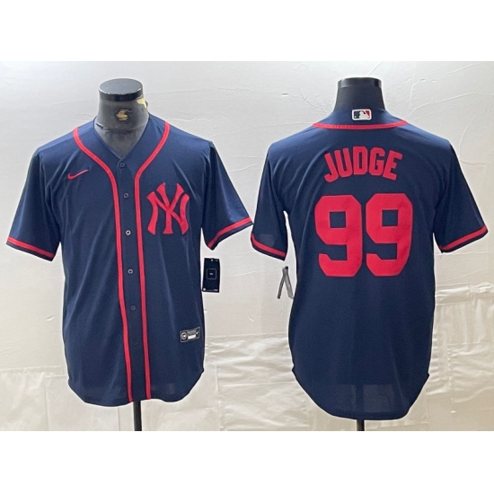 Men's New York Yankees #99 Aaron Judge Navy Red Fashion Cool Base Jersey - Ujersey