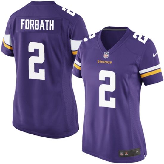 Women's Nike Minnesota Vikings #2 Kai Forbath Game Purple Team Color NFL Jersey - Ujersey