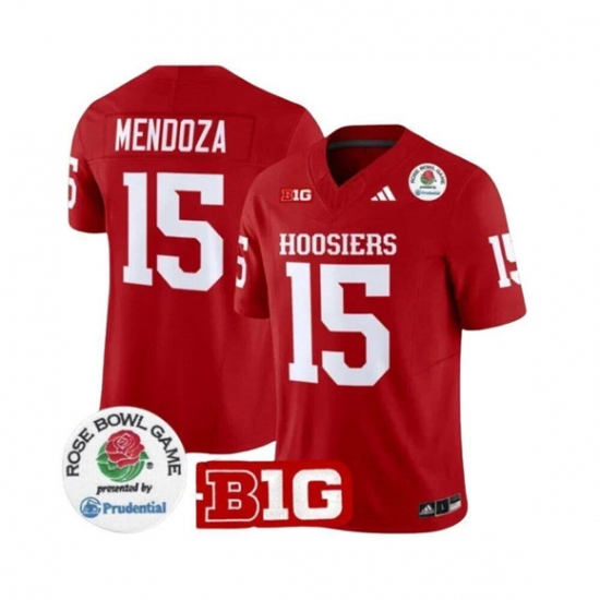 Men's Indiana Hoosiers #15 Fernando Mendoza 2025 F.U.S.E. Rose Bowl Red Stitched Jersey - Ujersey