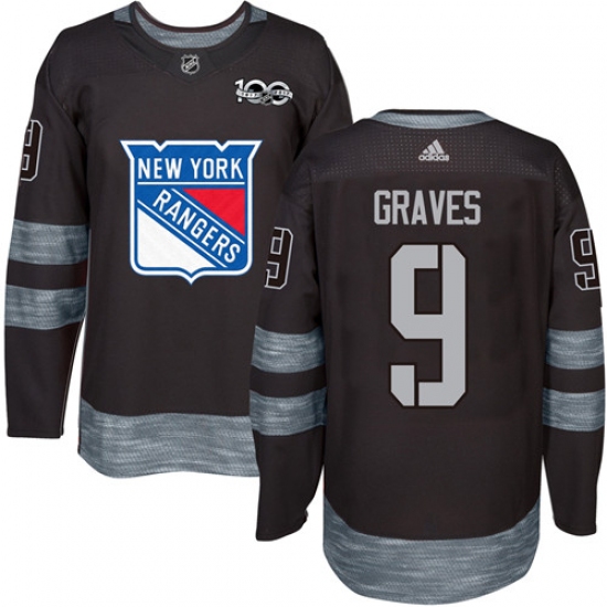 Men's Adidas New York Rangers #9 Adam Graves Authentic Black 1917-2017 100th Anniversary NHL Jersey - Ujersey