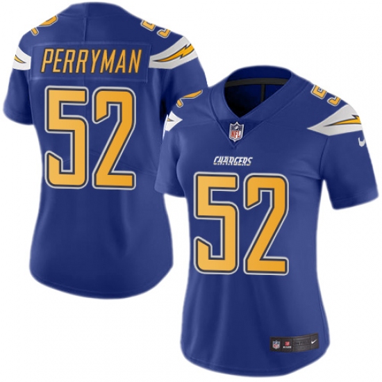Women's Nike Los Angeles Chargers #52 Denzel Perryman Limited Electric Blue Rush Vapor Untouchable NFL Jersey - Ujersey