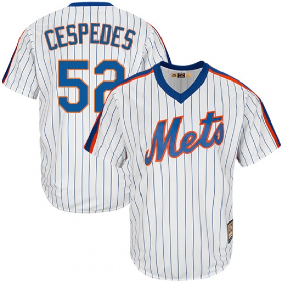 Men's Majestic New York Mets #52 Yoenis Cespedes Replica White Cooperstown MLB Jersey - Ujersey
