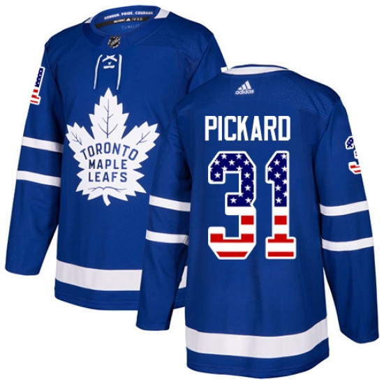 Youth Adidas Toronto Maple Leafs #31 Calvin Pickard Authentic Royal Blue USA Flag Fashion NHL Jersey - Ujersey