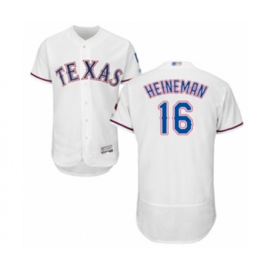 Men's Texas Rangers #16 Scott Heineman White Home Flex Base Authentic Collection Baseball Player Jersey - Ujersey