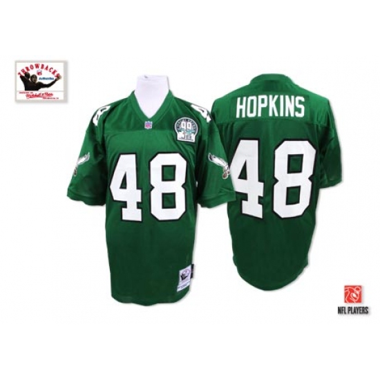 Mitchell And Ness Philadelphia Eagles #48 Wes Hopkins Green Authentic Throwback NFL Jersey - Ujersey
