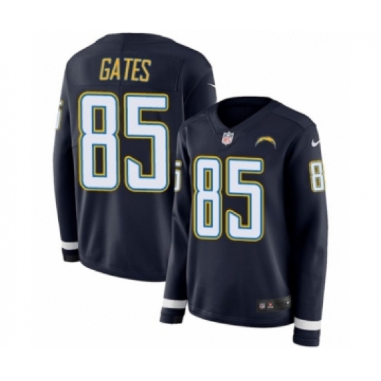 Women's Nike Los Angeles Chargers #85 Antonio Gates Limited Navy Blue Therma Long Sleeve NFL Jersey - Ujersey