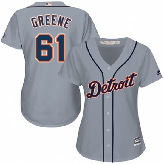 Women's Majestic Detroit Tigers #61 Shane Greene Authentic Grey Road Cool Base MLB Jersey - Ujersey