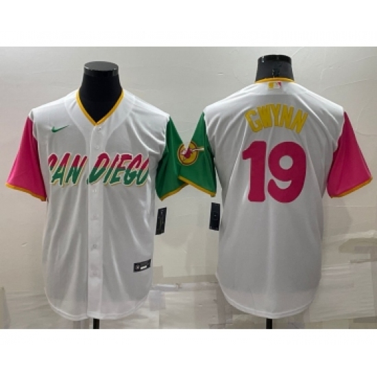Men's San Diego Padres #19 Tony Gwynn White 2022 City Connect Cool Base Stitched Jersey - Ujersey